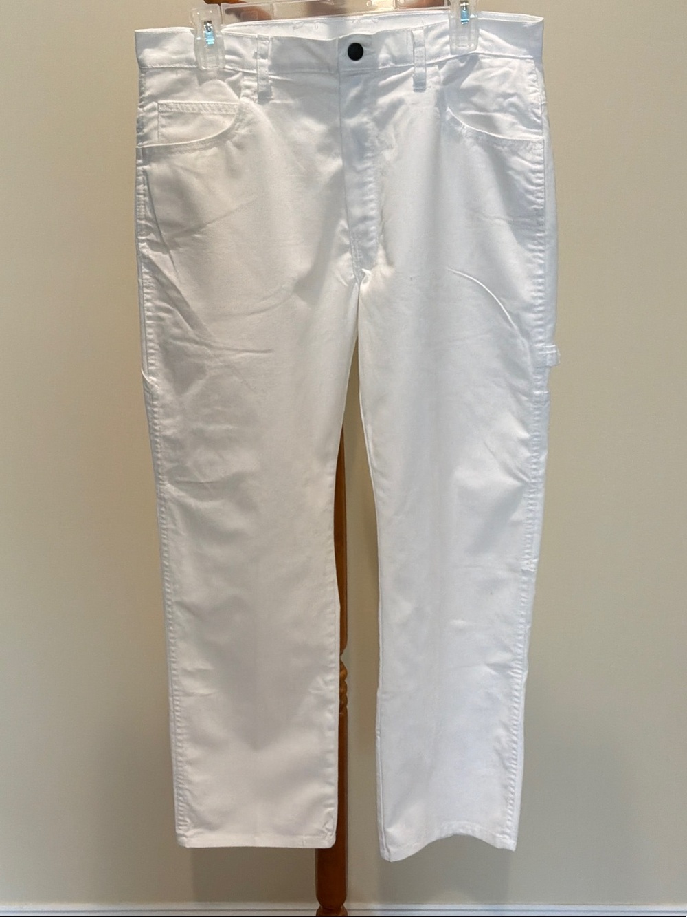 Dickies White Workwear Pants with Branded Patch carpenter style size 32x 30